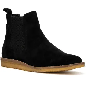 Mens Suede Round Toe Chelsea Boots Mixed Textures