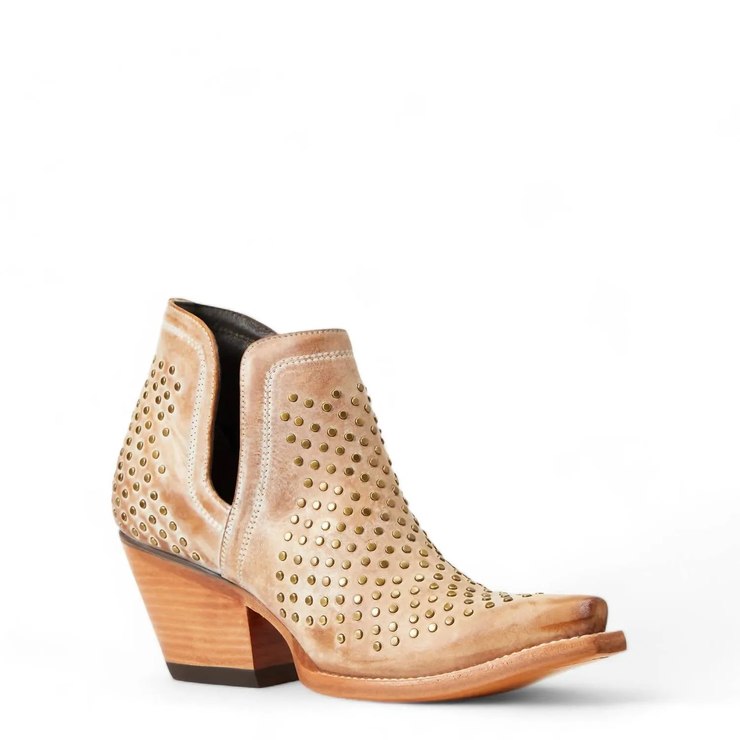 Women's Dixon Leather Studded Boot In Old West Tan Long Travel