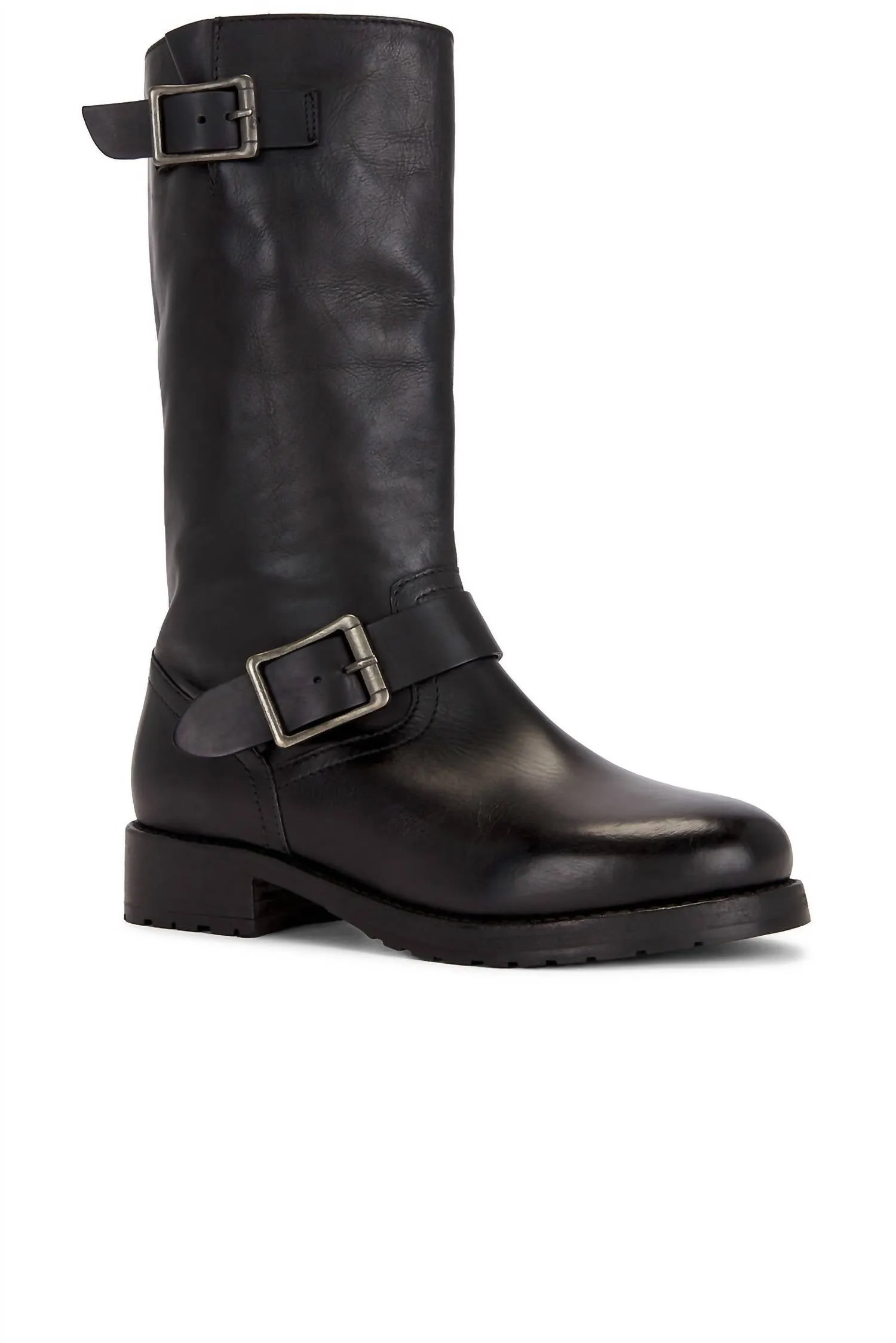 Women's Ride Or Die Engineer Boot In Black Zip Up Sturdy Heel Counter