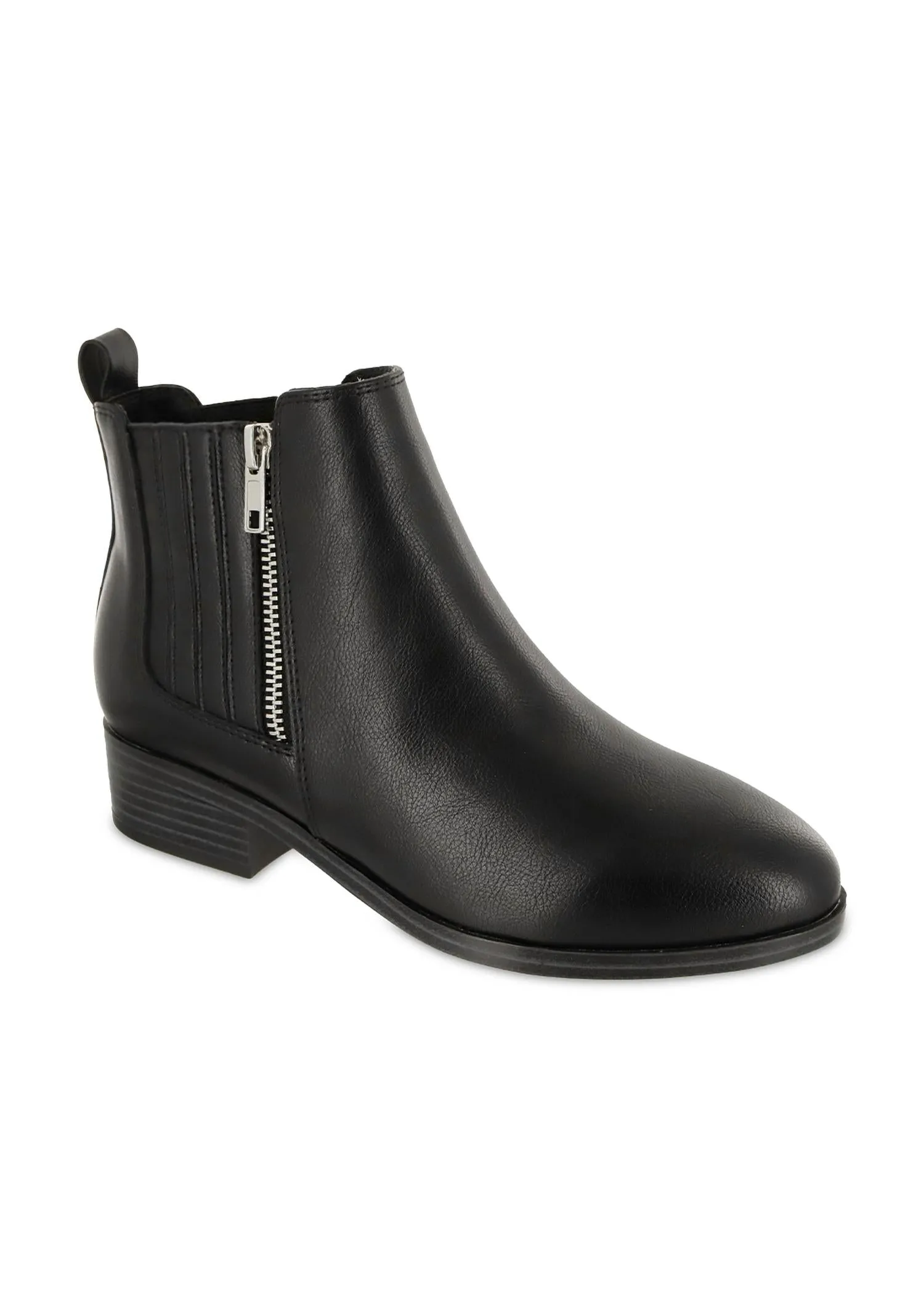 Padded Interior Comfort Seeker Leather Benicio Side Zip Booties In Black Tumble