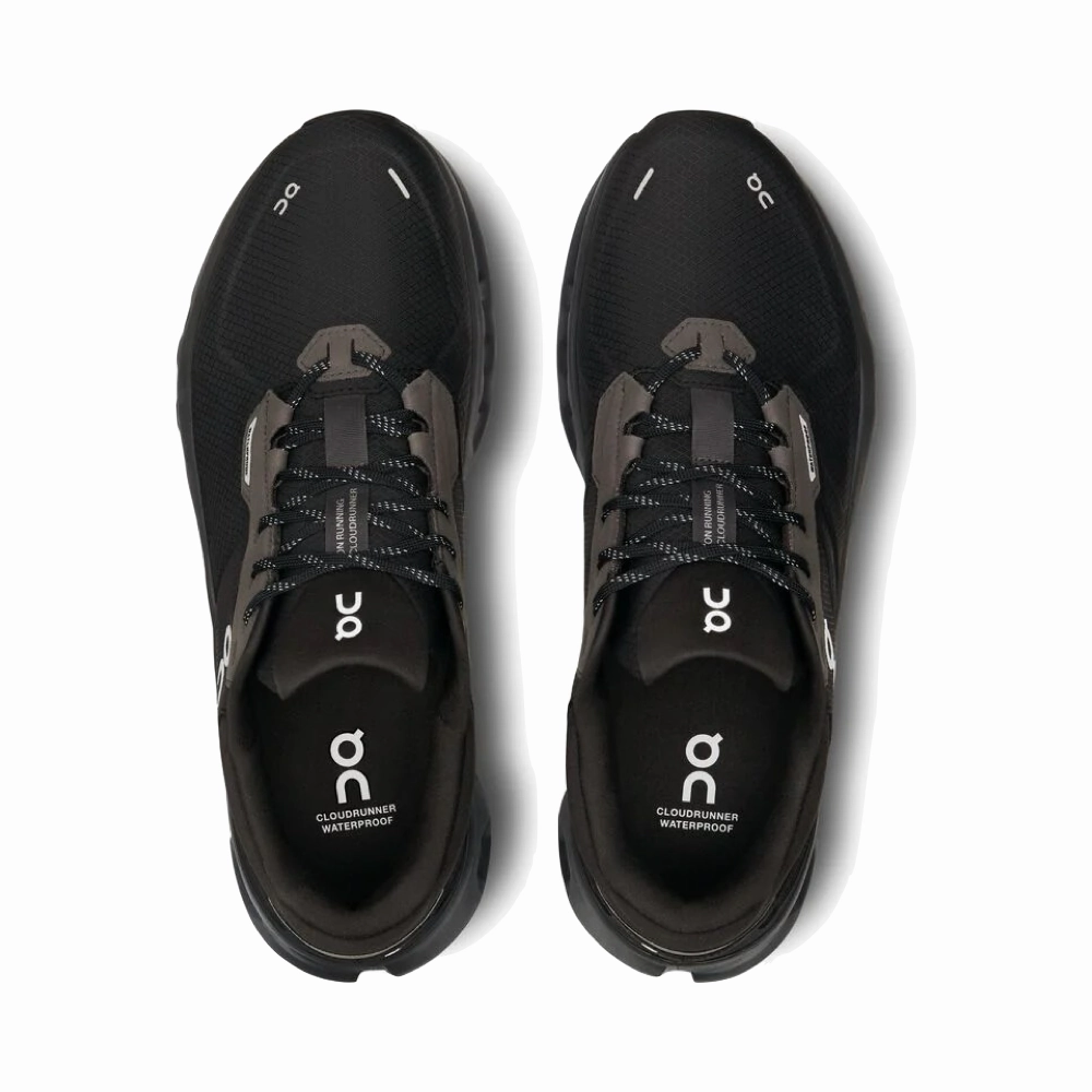 On Men's Cloudrunner 2 Waterproof Sneaker in Magnet/Black Urban Trekking Comfort Cushioning