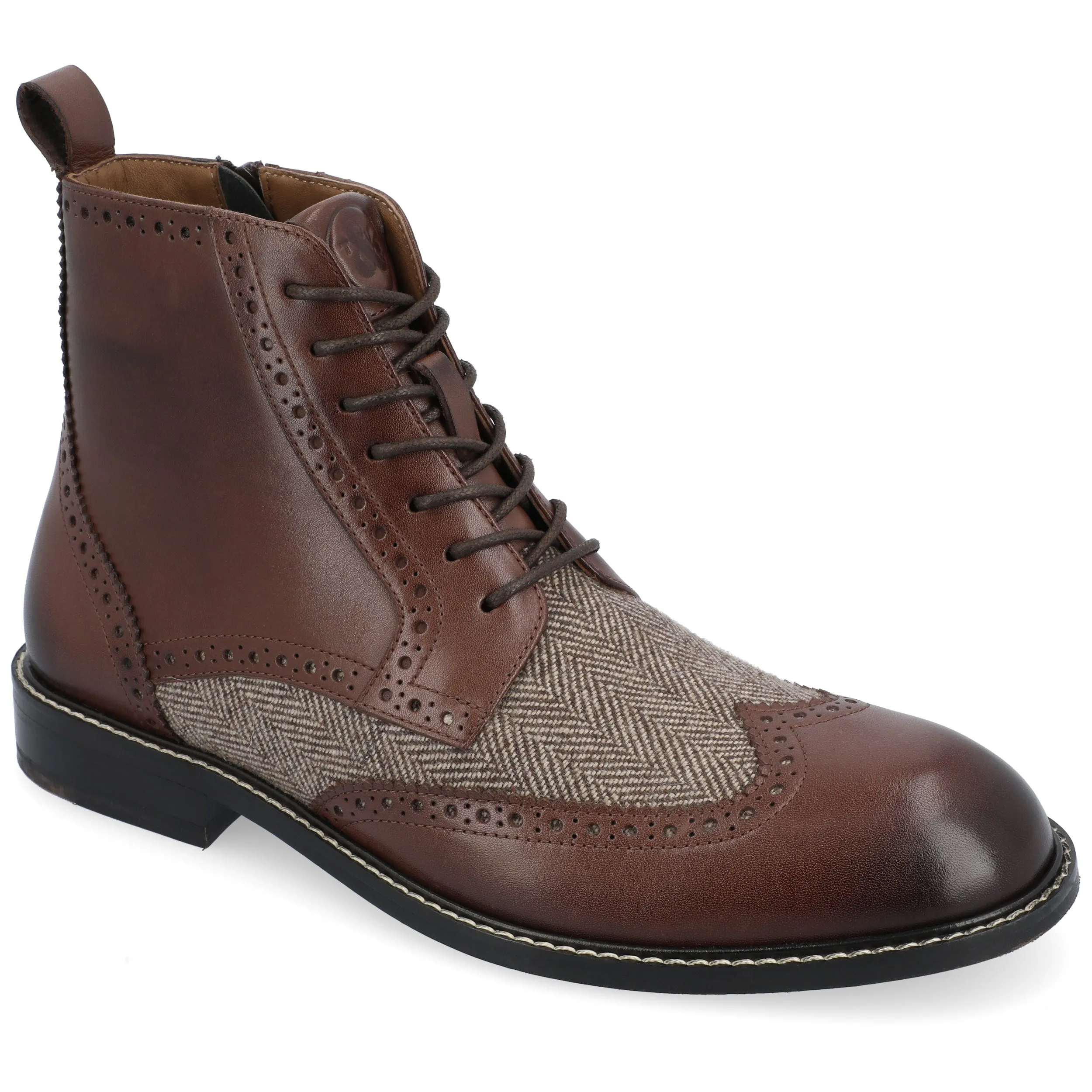 Thomas & Vine Jarett Wide Width Wingtip Ankle Boot Flexible Frame River Crossing High-performance