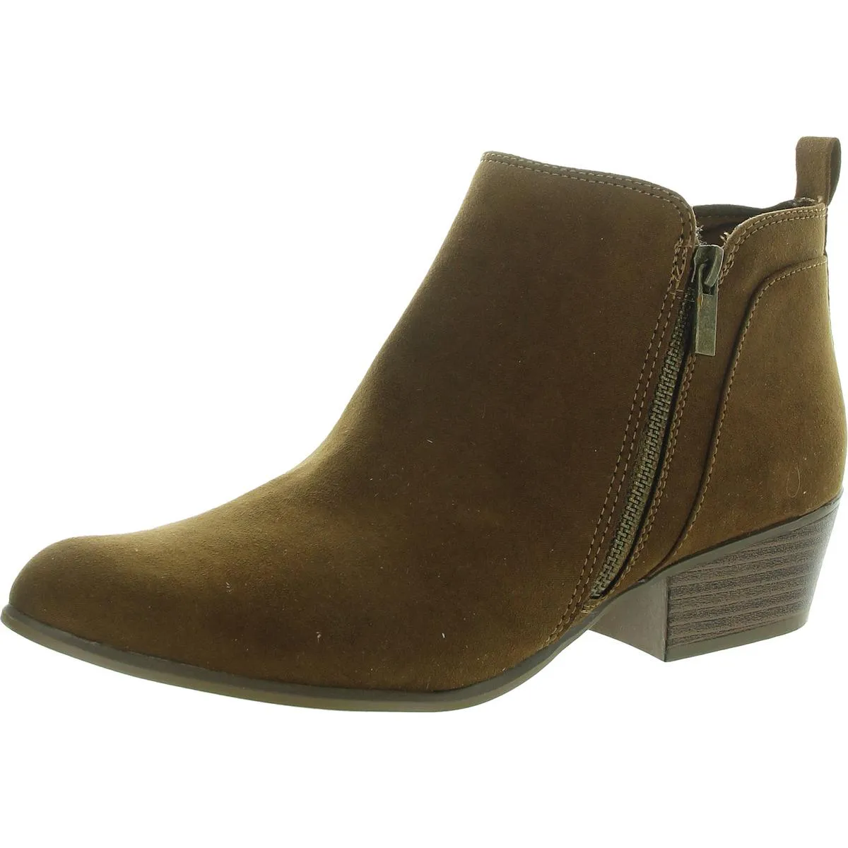 Slim Line Timber Womens Faux Suede Round Toe Ankle Boots