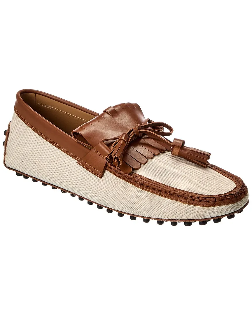 TOD??s Canvas & Leather Loafer Instant Travel Fit Street Ready