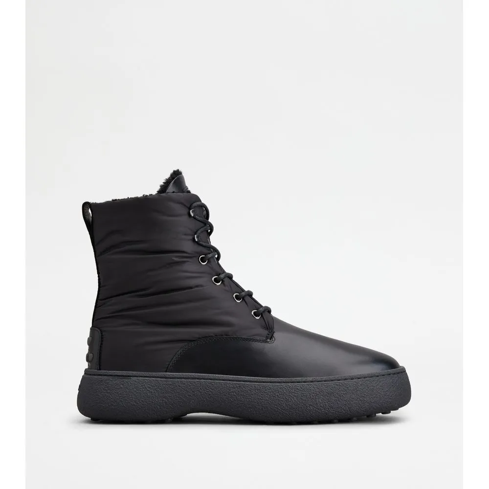 Rough Ready Subtle design Tod's W. G. Lace-up Ankle Boots in Leather and Fabric