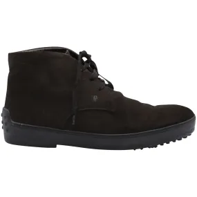 Tod's Winter Gommino Lace-up Ankle Boots in Dark Brown Suede Built For Comfort Premium Protection
