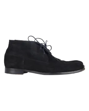 High Traction Outdoor Trek Abrasion Resistant Toe Cap Hugo Boss Desert Lace-Up Ankle Boots in Black Suede
