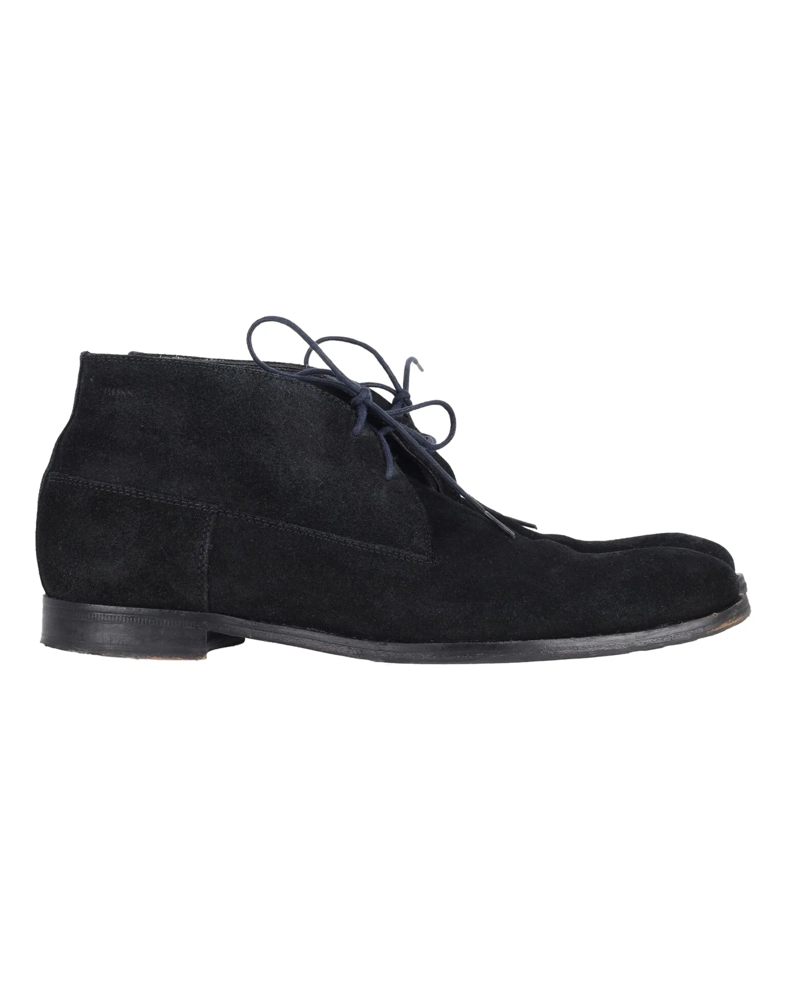 High Traction Outdoor Trek Abrasion Resistant Toe Cap Hugo Boss Desert Lace-Up Ankle Boots in Black Suede