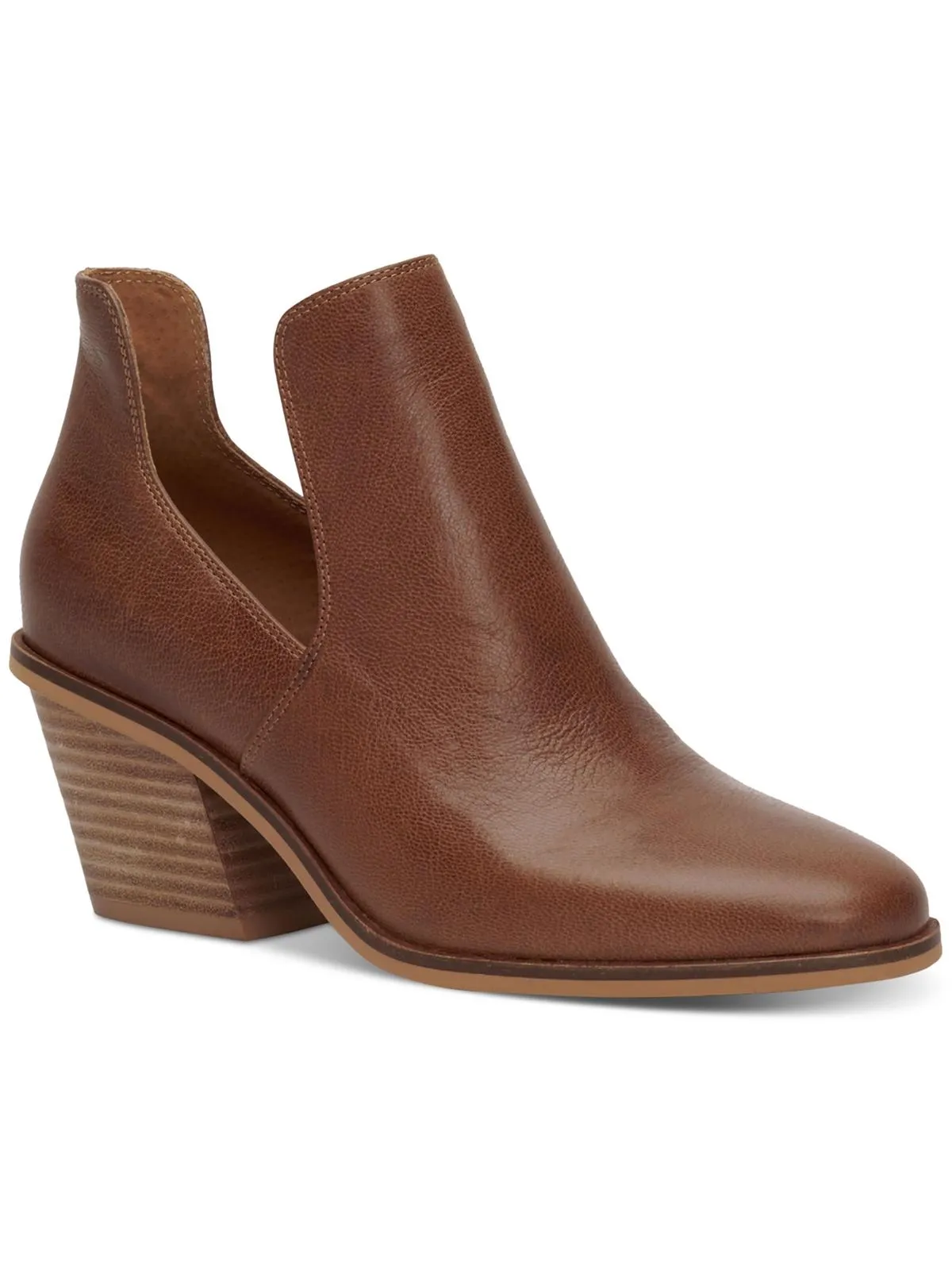 Comfort And Durability Contoured Heel Cup Vellida Womens Leather Stacked Heel Ankle Boots
