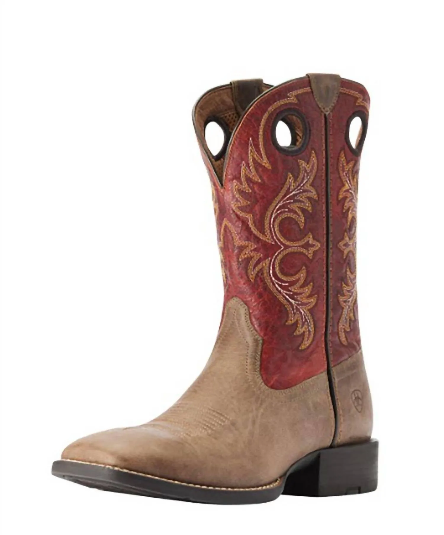 Sport Rodeo Boot In Tan/orange Heel Stabilizer Comfort Buckles