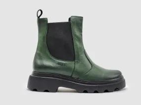 Water Repellent puncture resistant Women's Modern Insulated Zip-Up Chelsea Leather Boots In Green
