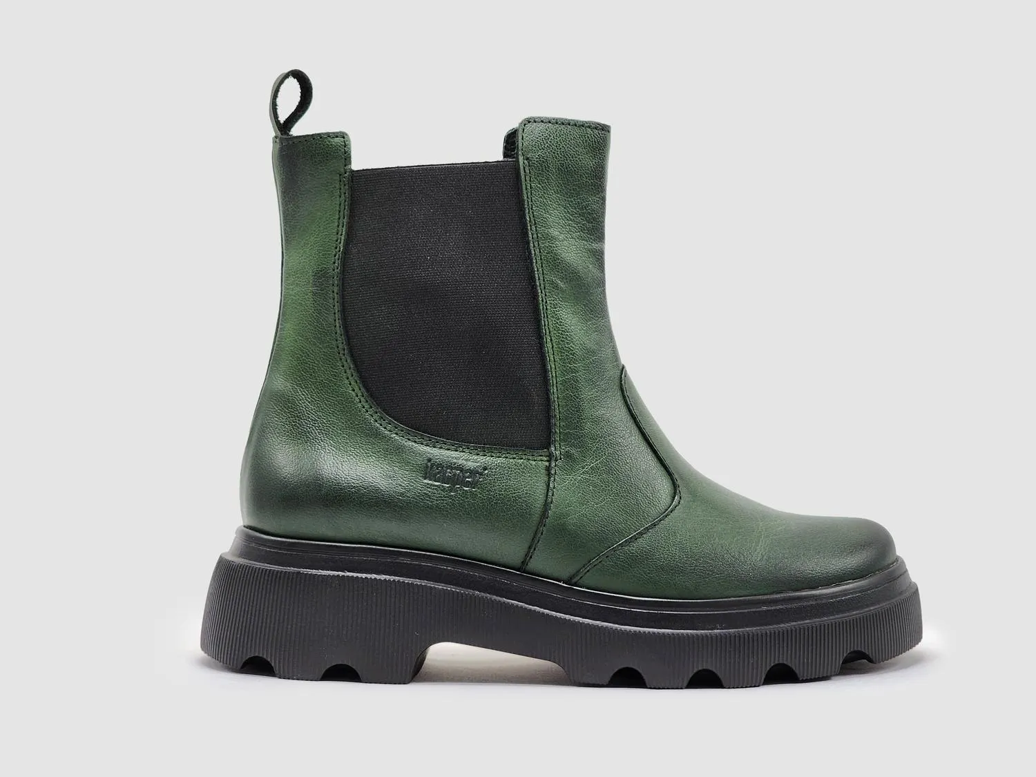 Women's Modern Insulated Zip-Up Chelsea Leather Boots In Green Open Toe Design