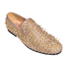 Simple Comfort Fit Men's Spiked Glitter Smoker Shoe In Gold