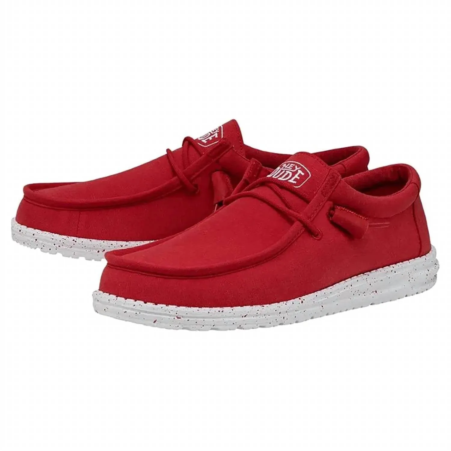 Men's Wally Slub Slip-On Shoes In Red Quick Fit Shoes Easy Fit Walk