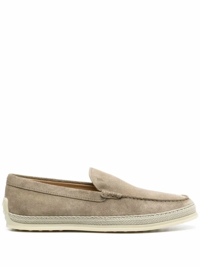 Quick Slip On Timeless Comfort Neutral Suede Moccasin With Tonal Design And Rubber Sole
