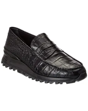TOD??s Croc-Embossed Leather Loafer Rugged Comfort