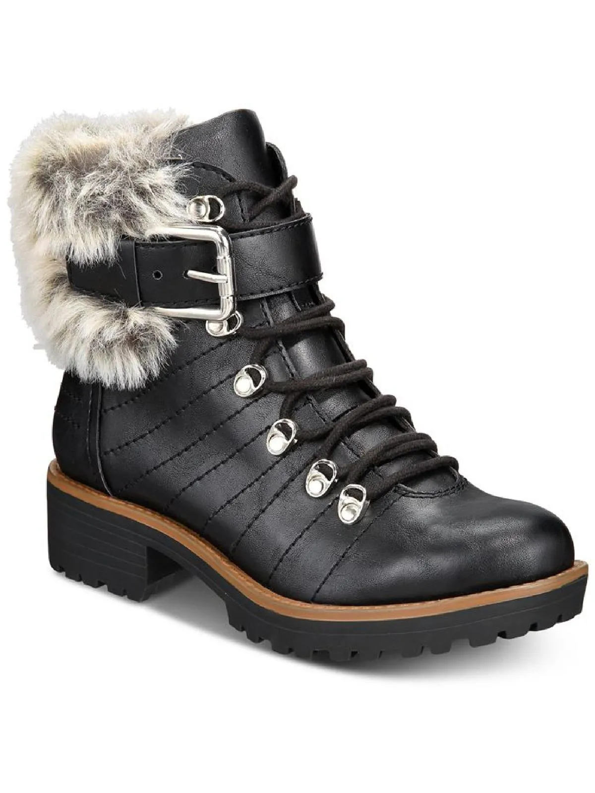 Slip Block Jojo Womens Leather Lace-Up Ankle Boots