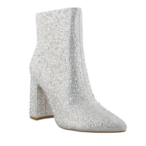 Melani Rhinestone Ankle Bootie In Silver Protective Design