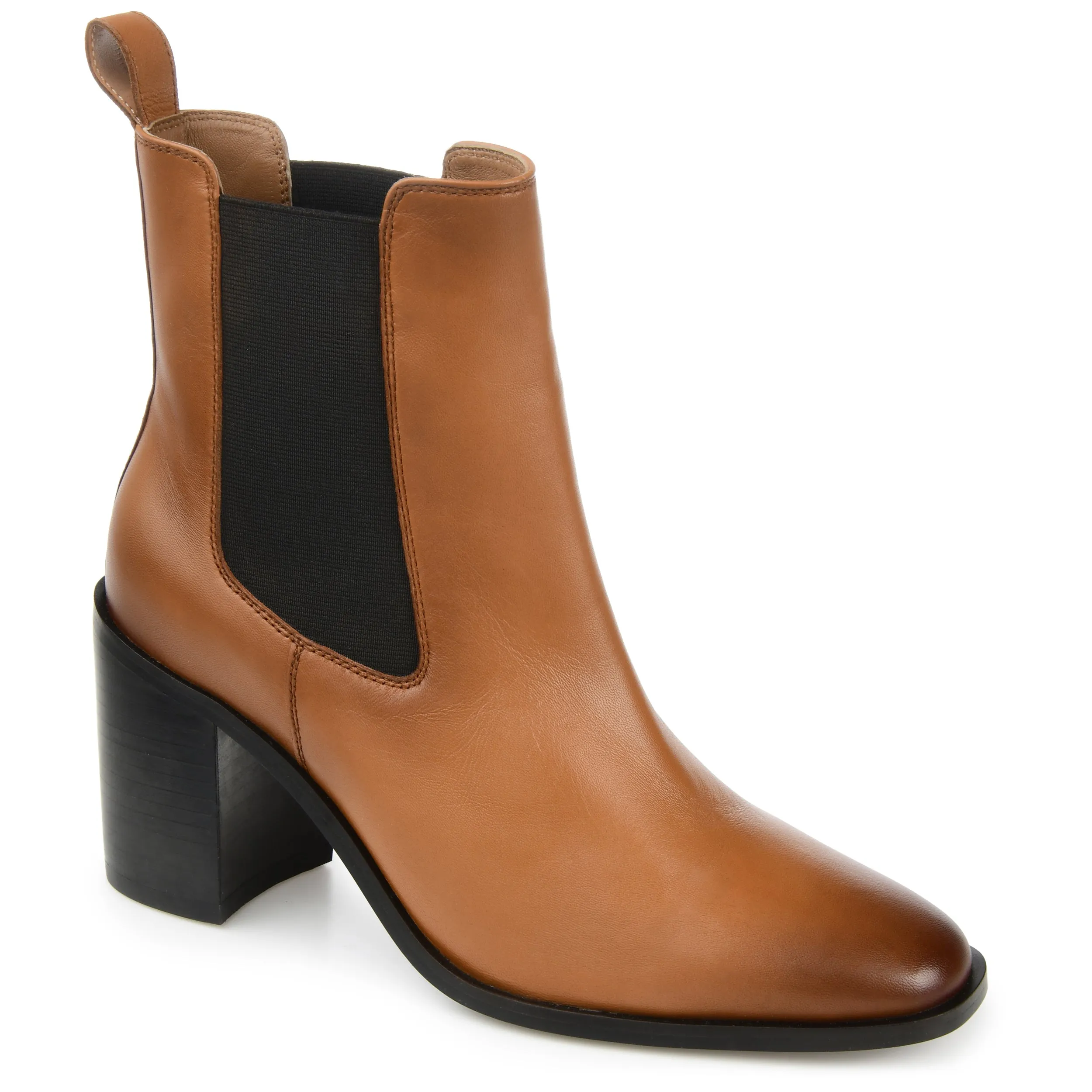 All Day Use Journee Signature Womens Genuine Leather Rowann Square Toe Stacked Chelsea Booties