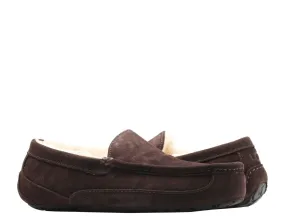 UGG Ascot 1101110-ESP Slippers Men's Espresso Suede Sheepskin Slip On Moccasin Comfort Glide Fit