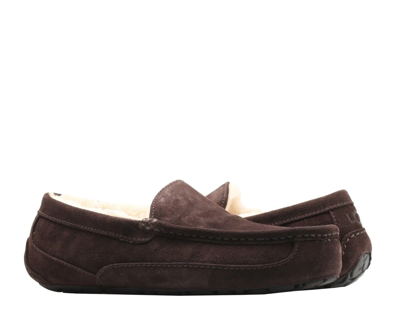 UGG Ascot 1101110-ESP Slippers Men's Espresso Suede Sheepskin Slip On Moccasin Comfort Glide Fit