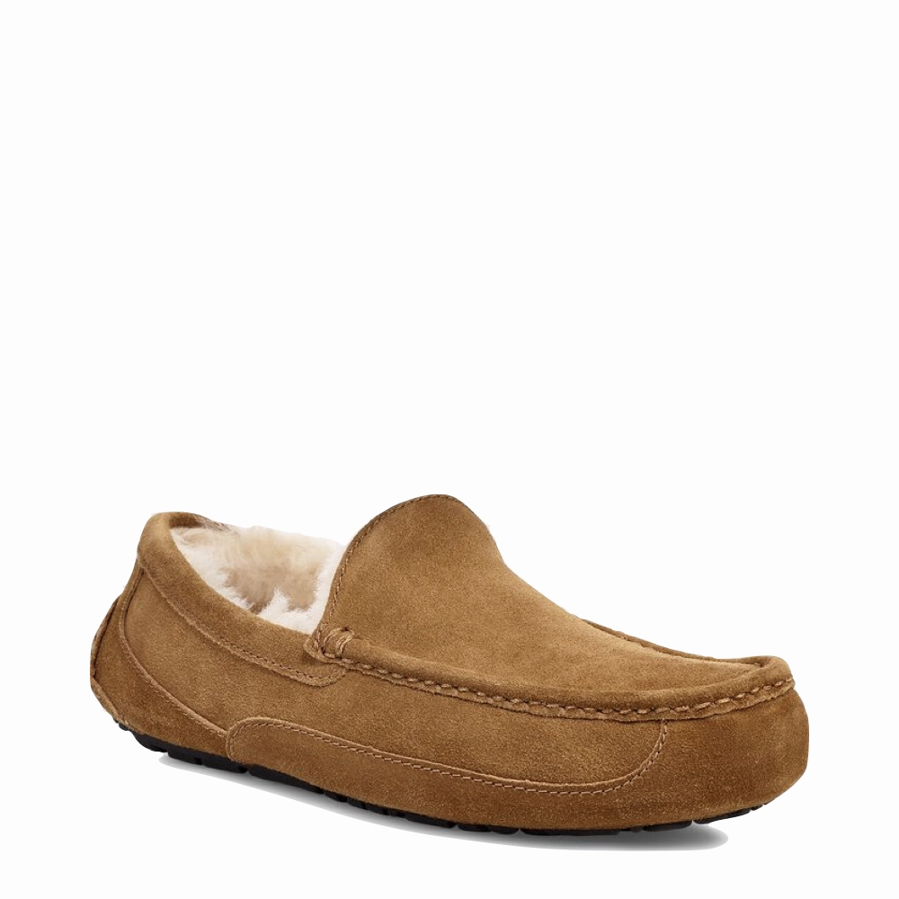 UGG Men's Ascot Suede Moccasin Slipper in Chestnut buckle Quick Drying