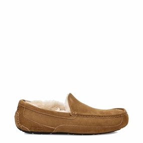 UGG Men's Ascot Suede Moccasin Slipper in Chestnut Breathable mesh panel