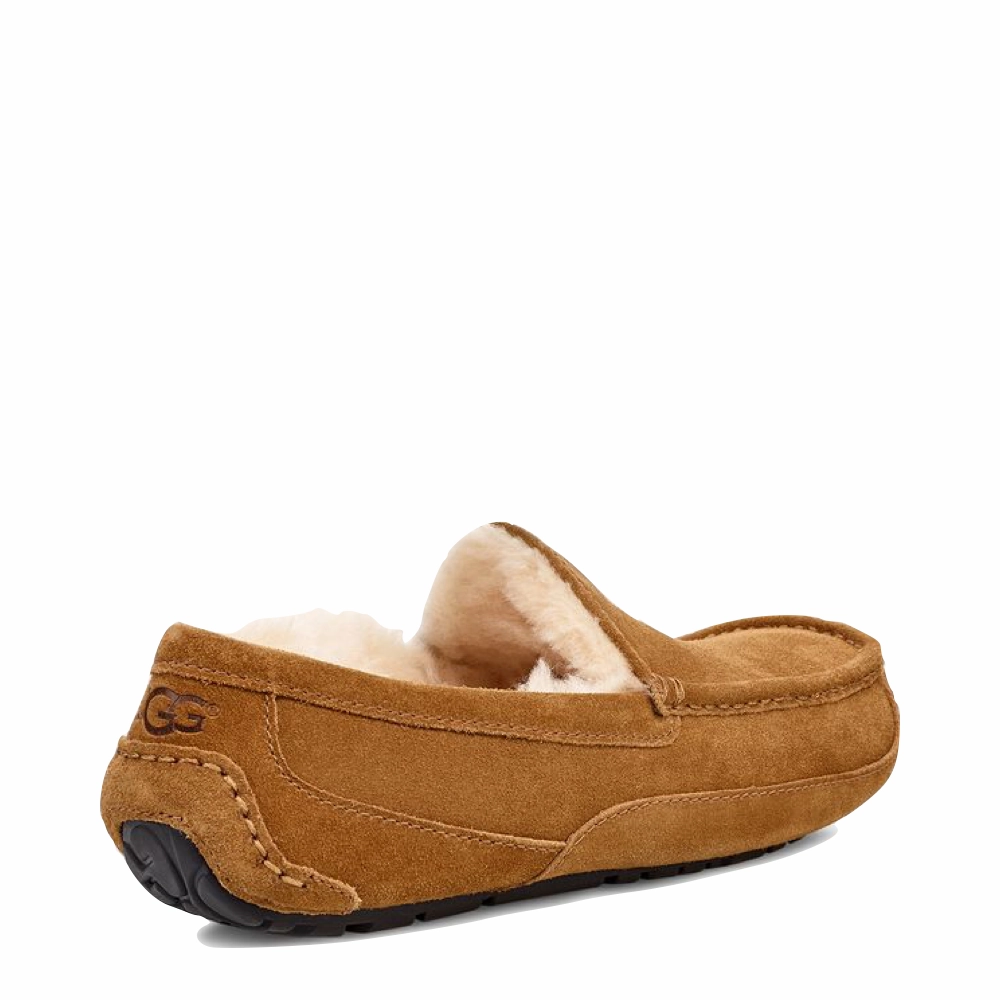 UGG Men's Ascot Suede Moccasin Slipper in Chestnut Ventilation holes Enhanced Mobility