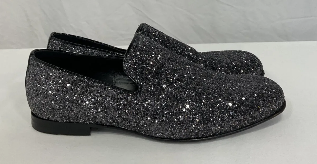 Wear All Day Easy Glide Fit Jimmy Choo Thame Loafers in Black Glitter
