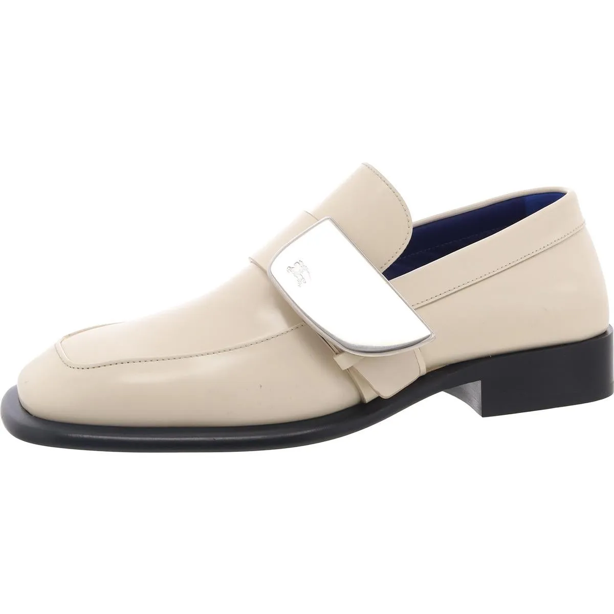 Shield Loafers Mens Block Heel Leather Loafers Easy Step Walk