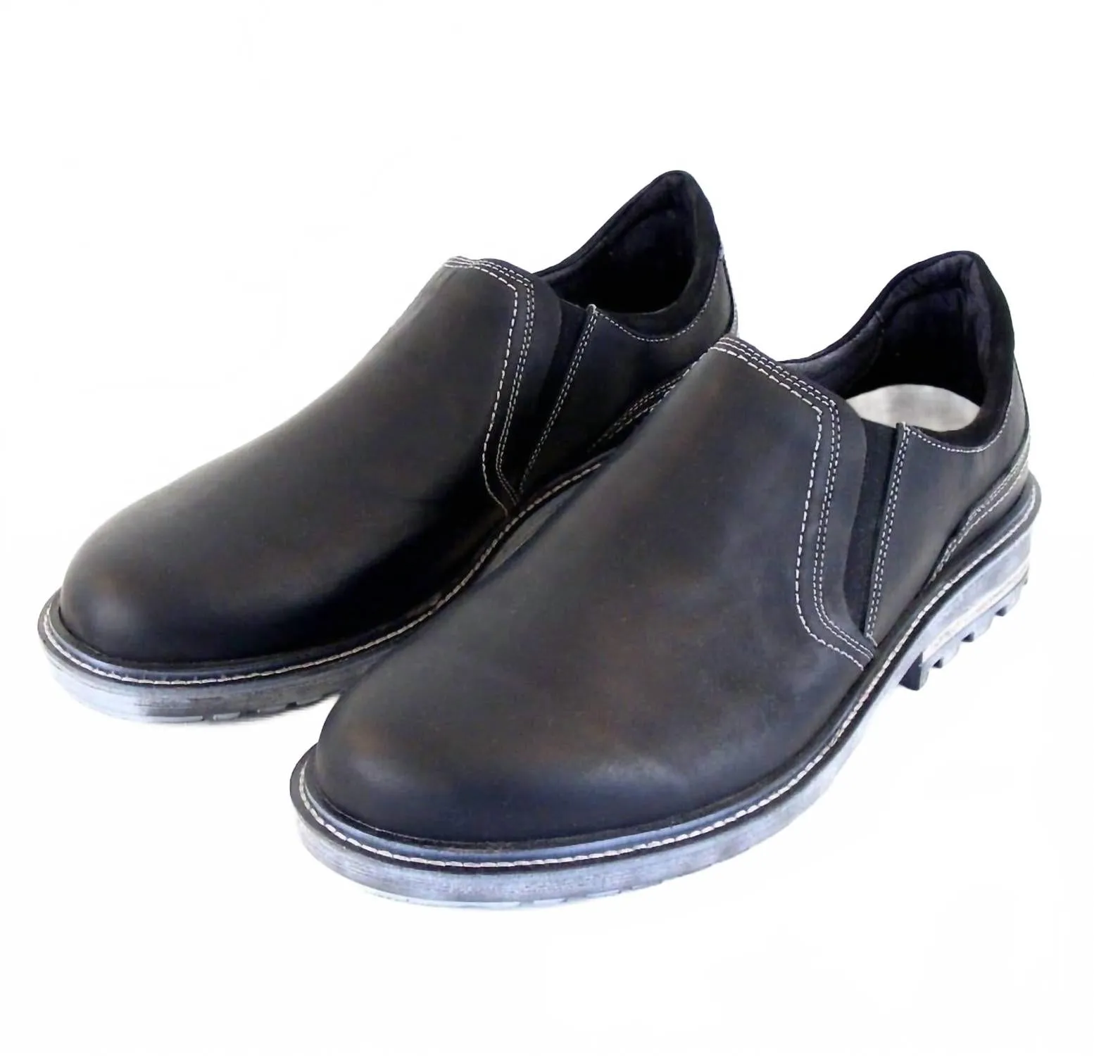 Walk in Comfort Easy on off Men's Manyara Slip-On Shoes In Coal Oily Nubuck Black Velvet