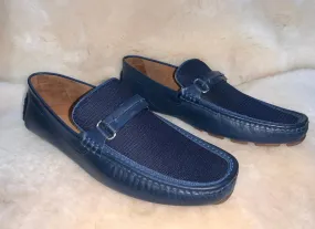 Men's Donnie Perforated Nubuck Driver In Indigo Travel Movement Slip On Style Fit