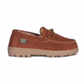 Air Cushion Chill Mode Shoes Men's Trekker Sheepskin Moccasins In Chestnut