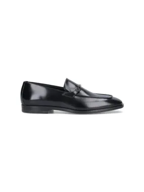 Gancini Loafers In Black Leather Comfy Walk Fit Shoes