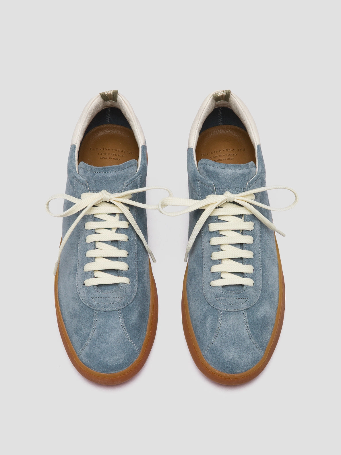 Adjustable Straps Anti Odor HALO 001 - Light Blue Leather and Suede Sneakers