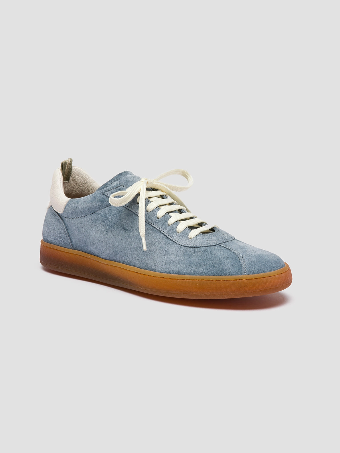 Dual Density Foam Reinforced Eyelets HALO 001 - Light Blue Leather and Suede Sneakers
