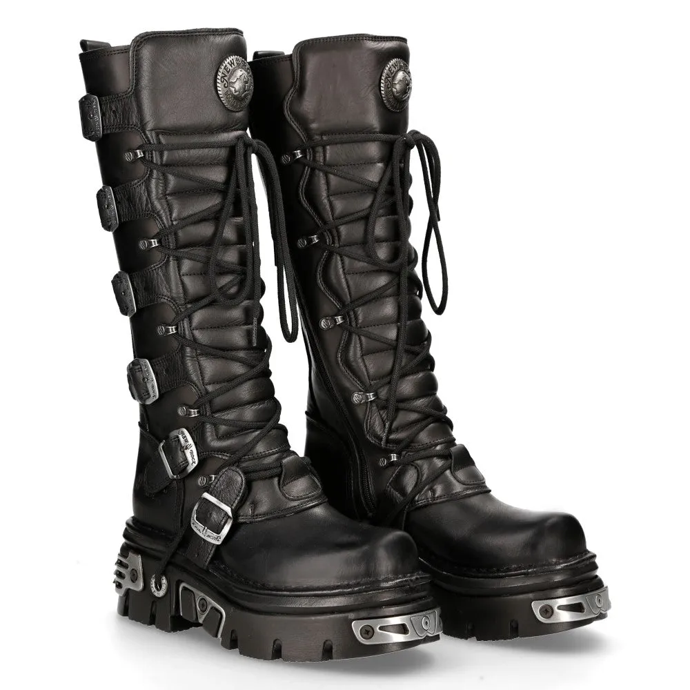 Removable 272 Metallic Goth Leather Buckle Boots Punk