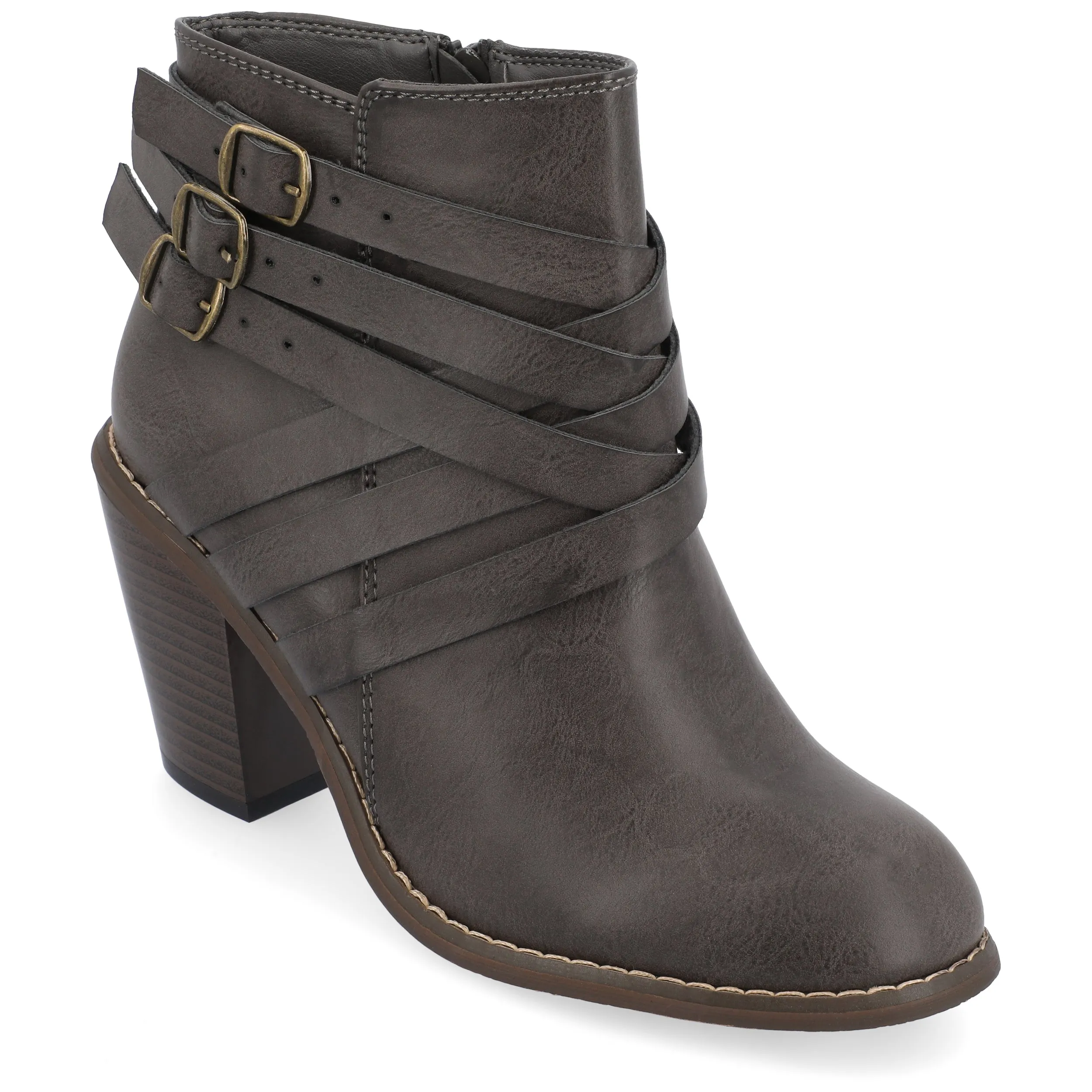 Journee Collection Women's Wide Width Strap Bootie Patent Glow