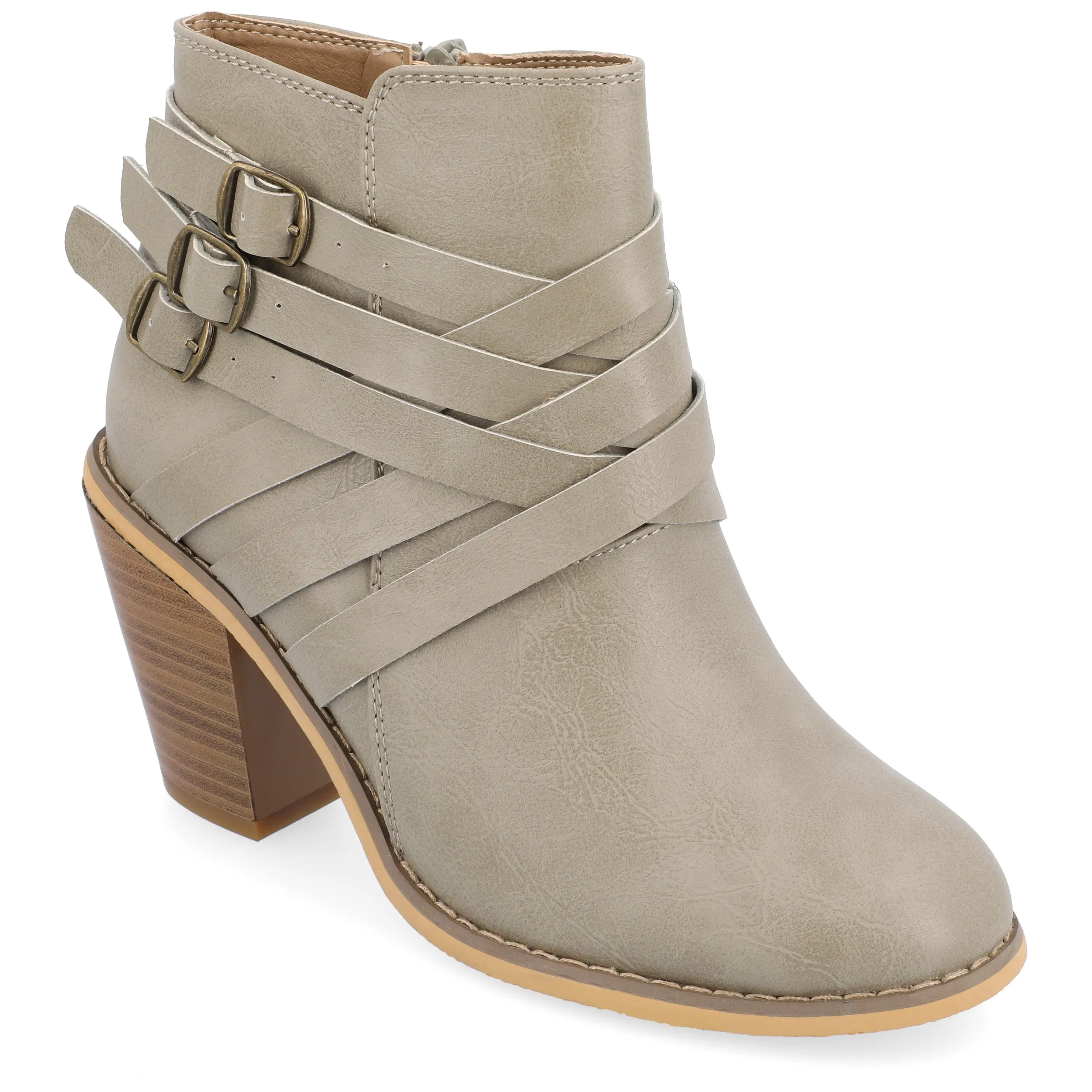 Journee Collection Women's Wide Width Strap Bootie Tread Control
