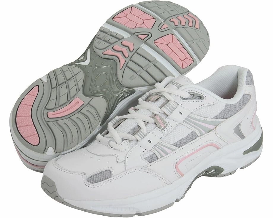 Vionic Walker Sneakers Women's US 7 White Leather Lace Up Athletic Shoes KHD2397 FoamMidsole