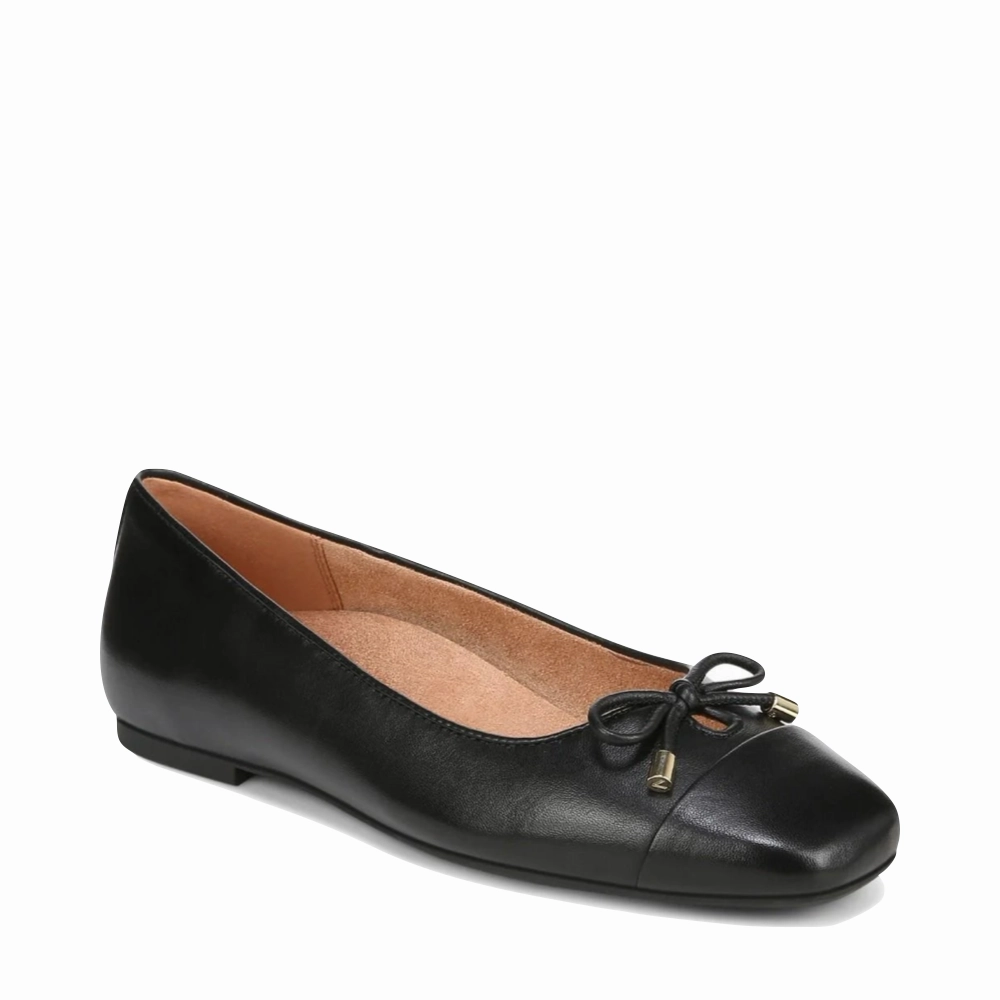Genuine Leather Uppers Vionic Women's Klara Bow Leather Flat in Black