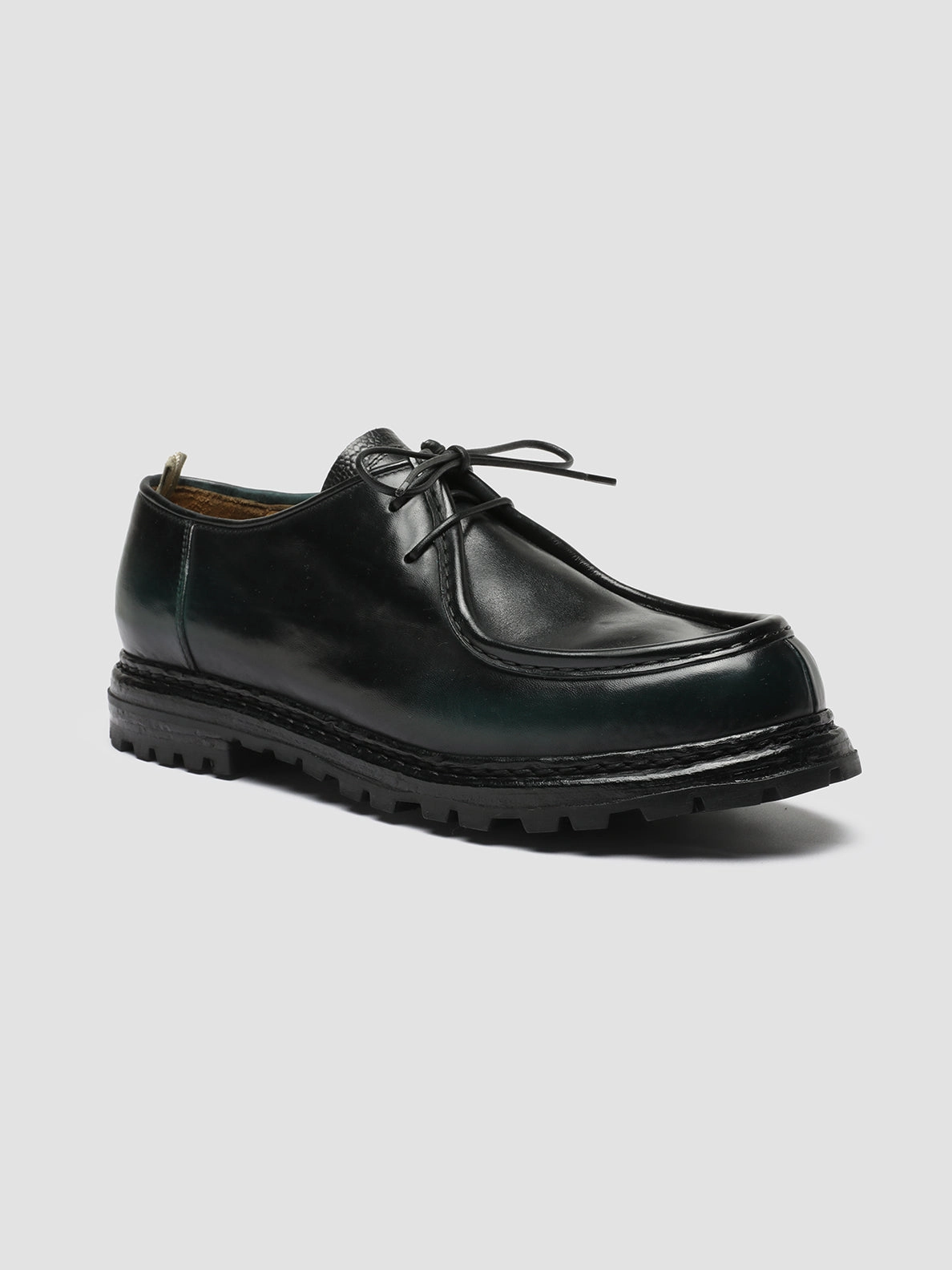 Korean Sleek VOLCOV 009 - Dark Green Leather Derby Shoes