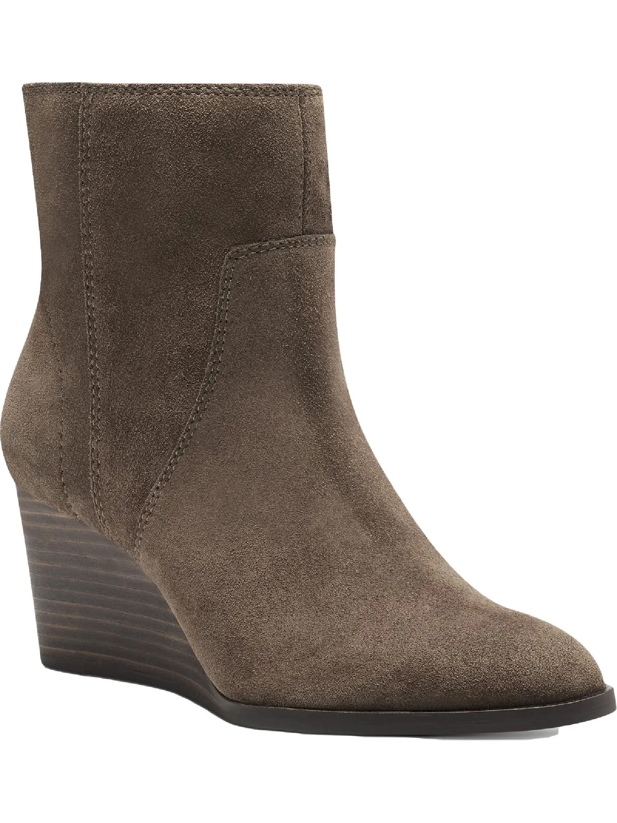 Wafael Womens Suede Wedge Booties Weekend Ready Zip Closure
