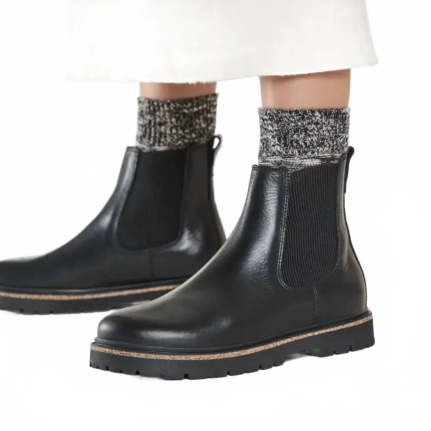 Street Sound Secure Grip Women's Highwood Chelsea Boot In Black Leather