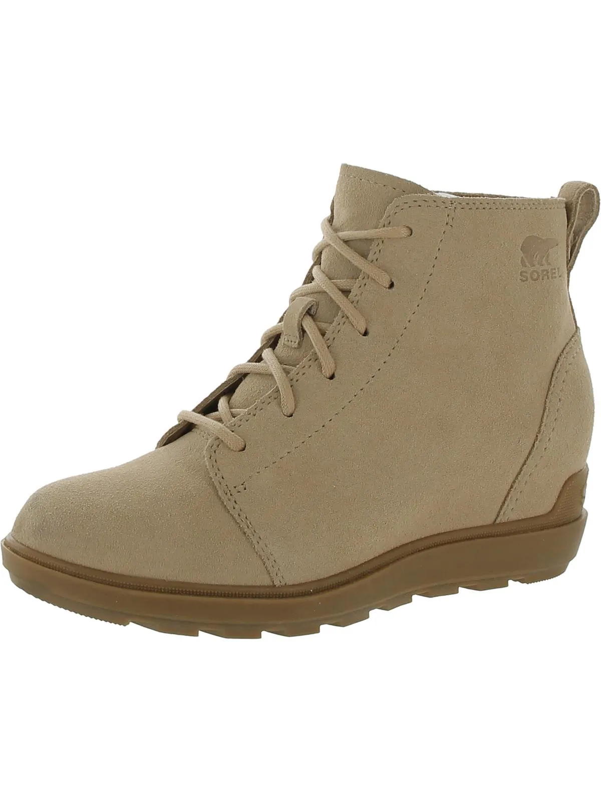 Flexible TPU Shank Womens Suede Lace-Up Booties