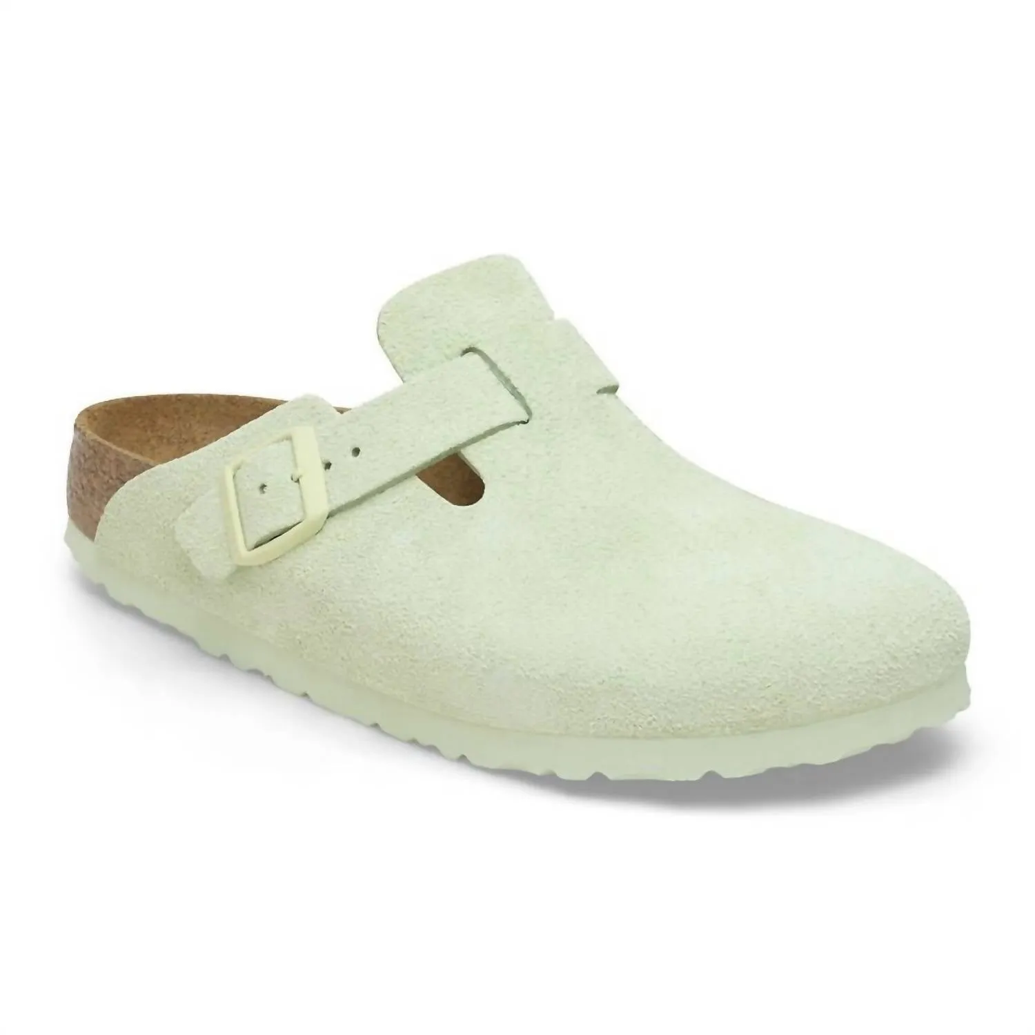 Men's Boston Soft Footbed Suede Leather Closed Toe In Faded Lime Slip On Comfort