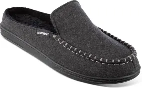 Easy Travel Wear Slip Comfort Walk Men's Faux Woolen Grady Moccasin Hoodback Slippers In Dark Charcoal Heather