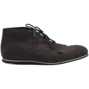 Neutral Finish Comfort Stretch Tod's Lace-up Desert Boots in Dark Brown Suede
