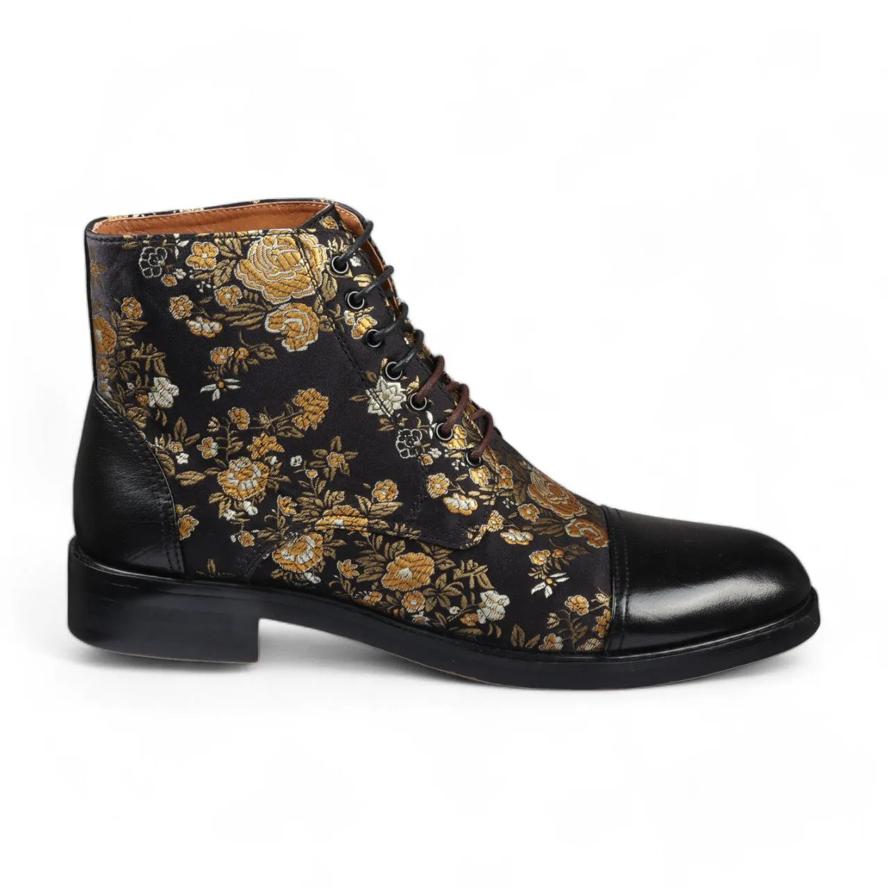 Moisture Wicking Lining Clean Cut Justin Reess Men's Floral Leather Oxford Ankle Boots - Adam