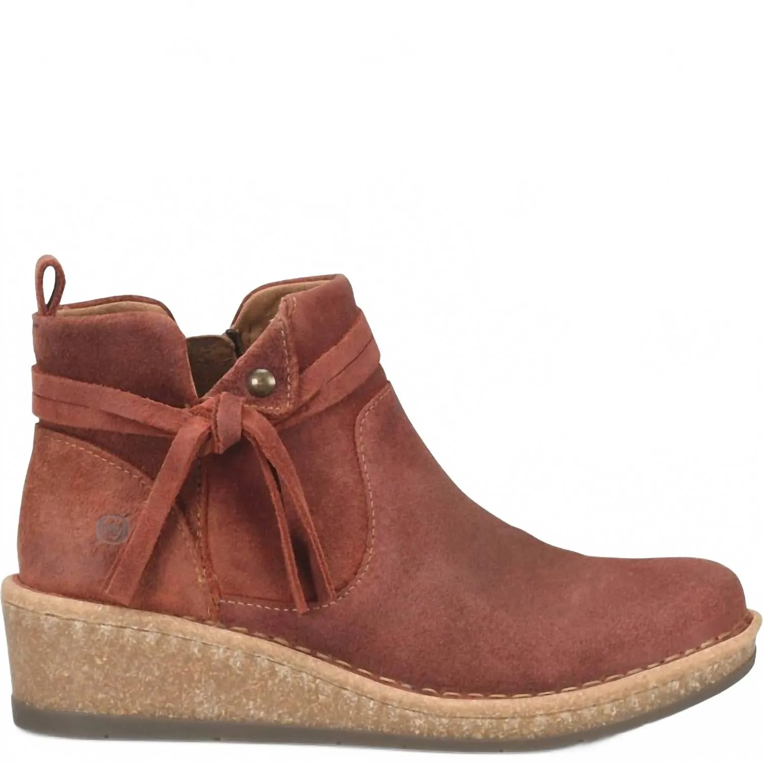 Women's Vaughn Distressed Suede Leather Bootie In Rust Water Repellent Rock Star